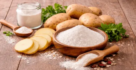 Potato resistant starch powder with fresh potatoes for prebiotic fiber, gut health and digestive support